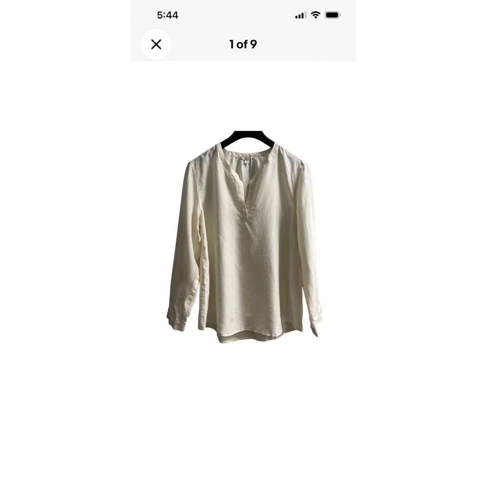 Garnet Hill Top Ivory Silk Blouse V Neck Size 18 Quiet Luxury Capsule‎ Office - Picture 11 of 13